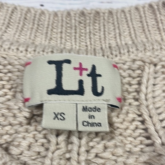 Label + Thread Clara Striped Crewneck Cable Sweater - Sand - Picture 3 of 12